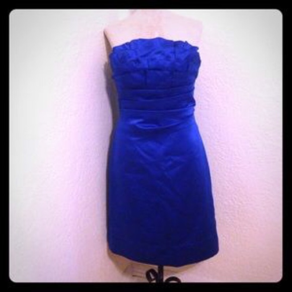 Phoebe Couture ruffle bodice strapless dress